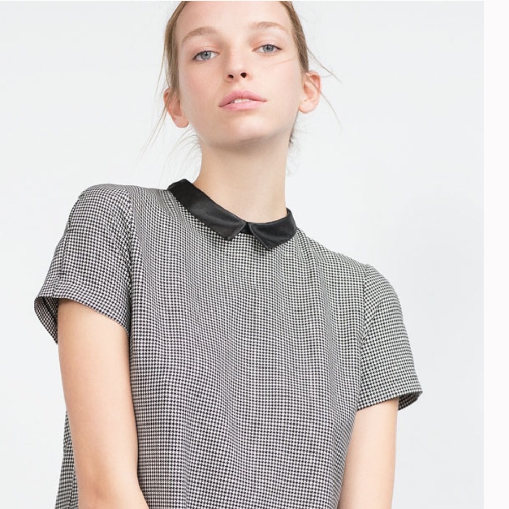 NWOT Zara houndstooth Peter pan collar dress - Picture 3 of 8